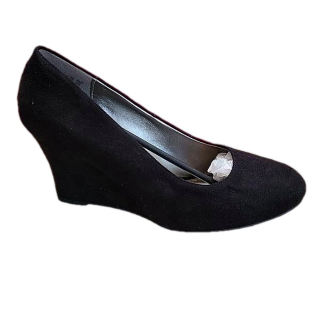 Dexter WW Kylie Black Faux Suede Wedge Heel Slip On Shoes Size 8.5 New in Box